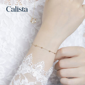 Pulsera de cadena de oro amarillo sólido de 10K de moda para mujer Pulsera de diseñadores con estilo para regalo al por mayor - Product Image 5