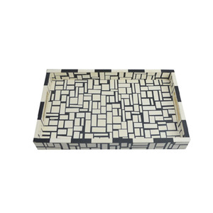 Axiom Home Accents Bone Inlay Rectangular Bandeja para servir Diseño floral Bandeja con incrustaciones de resina para Decoración de cocina - Product Image 3