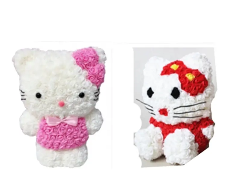 Wholesale Price red rose hello Kitty 40cm Foam rose cat Artificial foam flower standing Kitty for gift