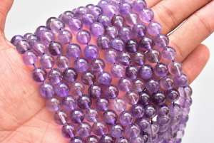 Cuentas de piedra Natural de 8mm para fabricación de pulseras, abalorios redondos de amatista de alta calidad - Product Image 4