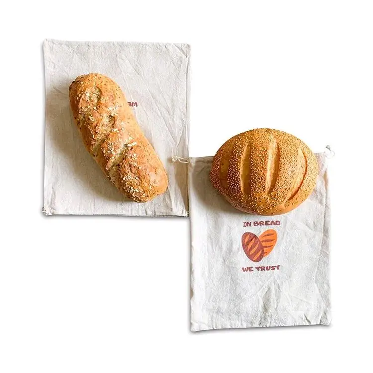Sıcak satış gıda paketleme % 100% doğal pamuk Muslin İpli ekmek poşeti