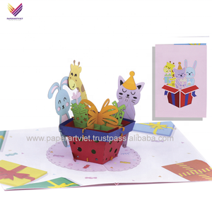 Boîtes de cartes d'animaux pop-up 3D de haute qualité cartes de voeux et de mariage/invitation en papier faites à la main fabriquées en papier - Product Image 5