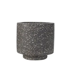 特殊颜色黑色水泥水磨石花盆，2种不同尺寸，用于兰花装饰