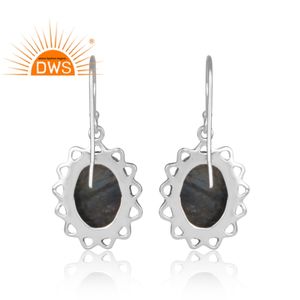 Boucles d'oreilles avec pierres précieuses Labradorite naturelles, argent fin, 925, vente en gros de bijoux - Product Image 4