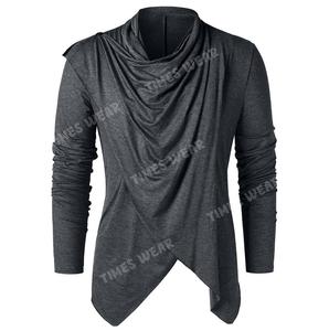 T-shirt / haut pour homme de haute qualité, décontracté, uni, col ras du cou, asymétrique, slim - Product Image 5