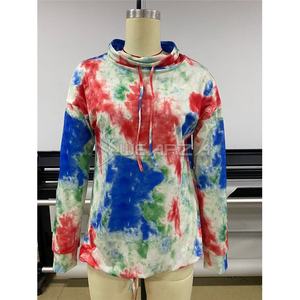 เสื้อแขนยาวมีฮู้ดพิมพ์ลายมัดย้อมมีซิป,เสื้อฮู้ดลำลองทรงหลวมมีกระเป๋าหูรูดสำหรับผู้หญิงฤดูใบไม้ร่วงฤดูหนาว - Product Image 6