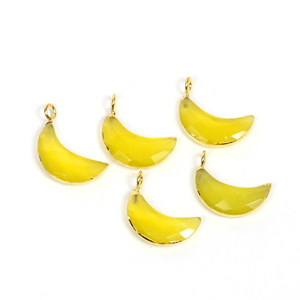 Jaune Monalisa 20x8 demi-lune boucle unique connecteur pendentif à breloque motif étoile plaqué diamant laiton forme de croissant pierre précieuse - Product Image 4