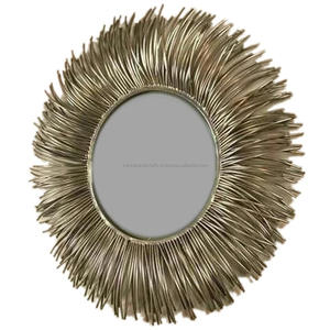 บ้านผนังศิลปะกระจกตกแต่งตกแต่ง3D เงินเหล็กกรอบรอบรูปร่างสำหรับห้องโถงห้องนอนห้องน้ำห้องนั่งเล่น - Product Image 1