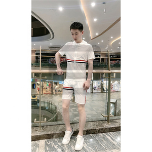 Men's two-piece sweat suit short sleeve trend hooded casual shorts sets - Product Image 5