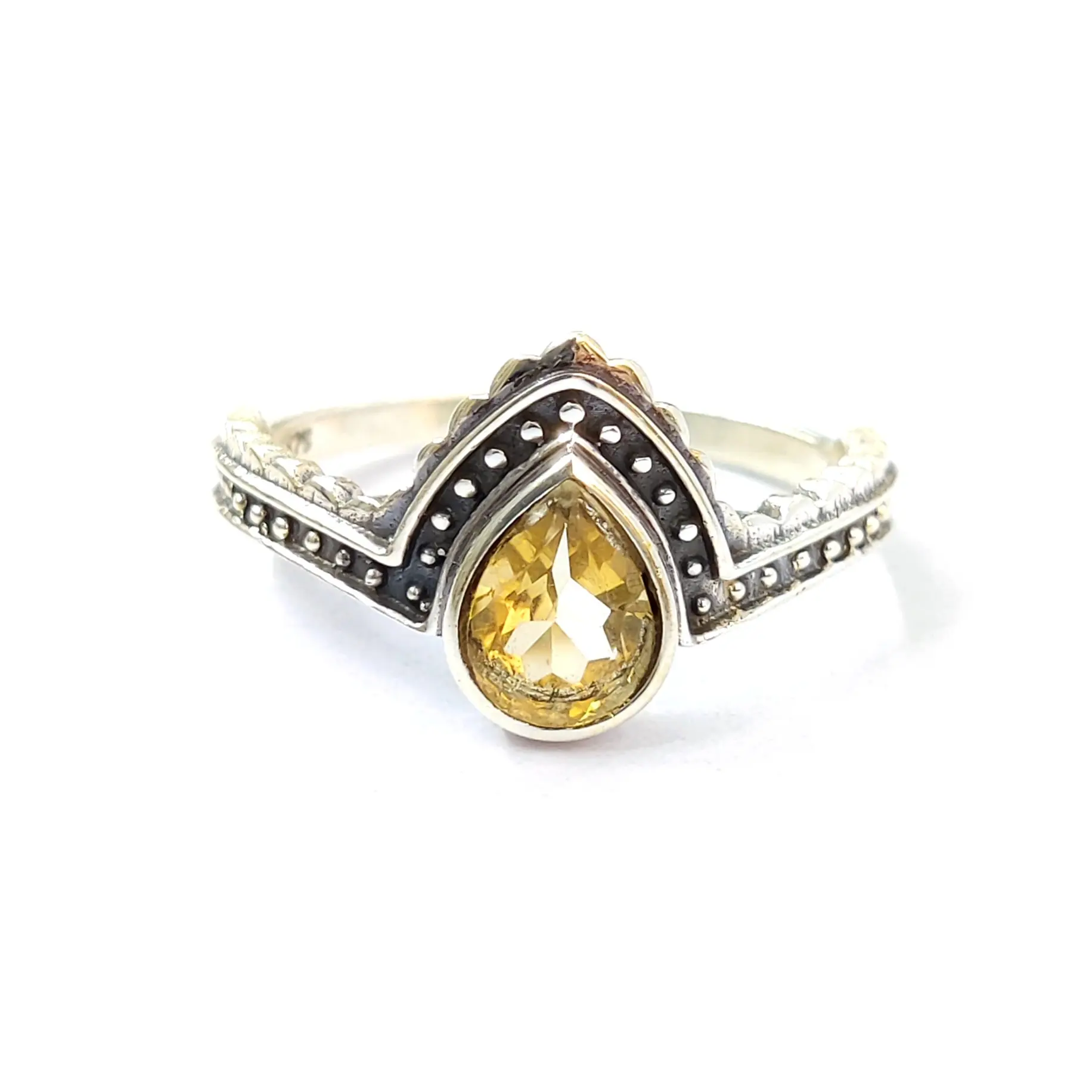 Anel com pedra preciosa citrina natural, joia de prata esterlina 925-natural anel de prata Gemstone-925, jóias por atacado.