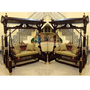 Walnut Finish Hand Carved <b>Swing</b> for Home Premium Quality Wooden <b>Swing</b> for Living Room Indian Teak <b>Wood</b> Walnut Finish <b>Swing</b> USA - Product Image 1