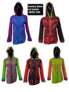 เสื้อแจ็กเก็ตมีฮู้ดแบบมีซิปมีหลายสีให้ความอบอุ่นมีหลายสีดีไซน์แบบเนปาลลายดอกไม้พร้อมหมวกขนนกสีลูกกวาด - Product Image 2