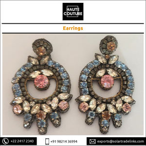Pendientes de araña para mujer con forma circular hechos con piedras azules y rosas para la noche de bodas y la ropa de fiesta del fabricante superior - Product Image 2
