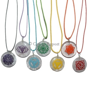 Engraved Meditation Chakra Symbol Pendants Set : Buy Chakra Pendants - Product Image 1