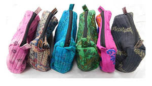 Bolsos de cosméticos de seda Vintage hechos a mano, bolso de maquillaje, bolsa de inodoro de seda - Product Image 3