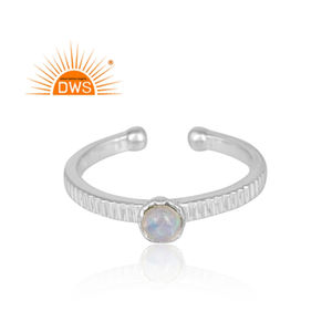 Anillo ajustable de Plata de Ley 925 con gema de ópalo, joyería Natural etíope - Product Image 2