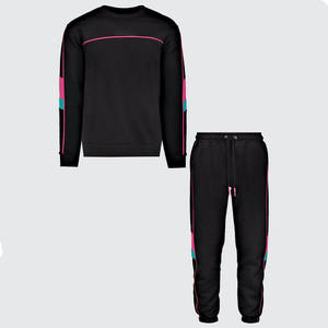 Custom Print Logo Tracksuit Flec Full Zip Long Sleeve Pullovers with Contrast Panel Design Mens Hoodie <b>Joggers</b> Set Oversized Training Wear Sweatsut - Product Image 1
