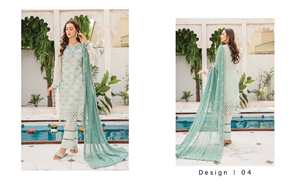 Haute qualité femmes pakistanaises Style islamique en mousseline de soie brodé fête porter tissu Premium Salwar Kameez robe - Product Image 4