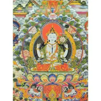 Groothandel Chenrezig Poster Traditionele Religieuze Tibetaanse Boeddha Wall Art Thangka Papier Schilderen Decoratieve Ontwerp