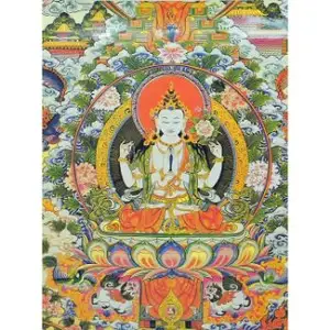 סיטונאי Chenrezig פוסטר דתיים מסורתיים טיבטי בודהה קיר אמנות thangka נייר ציור דקורטיבי עיצוב