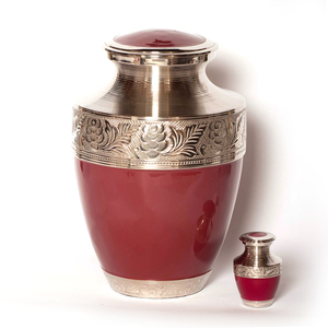 Urne funéraire en laiton gravée de fleurs anciennes pour cendres humaines adultes, urne commémorative en métal, récipient décoratif pour enterrement - Product Image 2