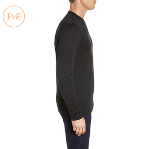 Camiseta de algodón con estampado personalizado para hombre, camiseta de manga larga con cuello redondo, lisa, ajustada, para gimnasio - Product Image 3