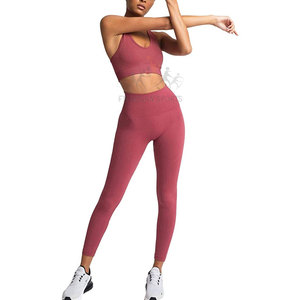 Conjunto de mallas de entrenamiento de cintura alta con estampado personalizado para mujer, conjunto deportivo de Yoga para gimnasio, sujetador y Leggings ajustados - Product Image 4