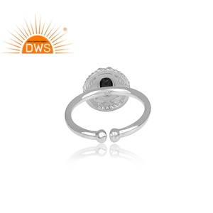 Conjunto de joyas de gemas espinales de color negro Natural, conjunto de anillos de corona de forma redonda de plata de ley fina - Product Image 4