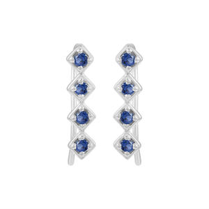 2024 nueva llegada joyería fina India minimalista delicado 925 pendientes de aro de plata esterlina sólida con piedra preciosa de zafiro azul - Product Image 1