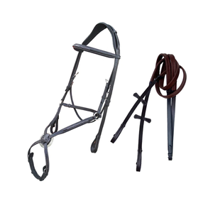 Bride de cheval réglable avec rênes durables en cuir Mono Crown Piece - Product Image 5