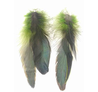 Boucles d'oreilles pour femmes personnalisées en gros en vrac vintage faites à la main bohème bohème long pompon véritable plume goutte pendante cerceau fin à la mode