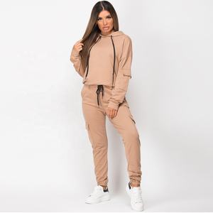 PIHA SPORTS Survêtement complet pour femme, nouvelle mode, élégant, avec logo personnalisé, en molleton de coton, hiver, 2 en 1, poche utilitaire, jogging, actif - Product Image 5
