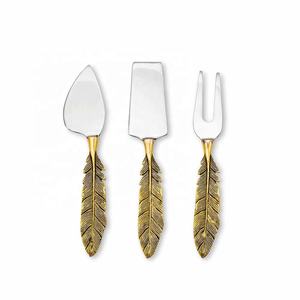 Ensemble d'outils à fromage de qualité supérieure ensemble de fromage fait à la main en acier inoxydable plaqué argent avec des ailes d'oiseau en or conception ensemble de fromage à poignée - Product Image 2