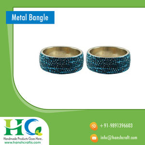 Fashion Jewelry for <b>Women</b> <b>Silver</b>-Plated Metal Bezel Setting <b>Bangles</b> Bracelets for Gifts and Parties for Bulk Export - Product Image 3