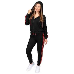 Conjuntos personalizables de 2 piezas para mujer, talla XL, pantalones cortos ajustados de poliéster con capucha, cierre de cremallera, chándal sostenible - Product Image 5