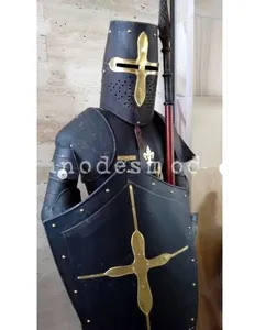 Abad Pertengahan Ksatria Crusader Setelan Penuh AMROR/ARMOUR dengan Dasar Kayu