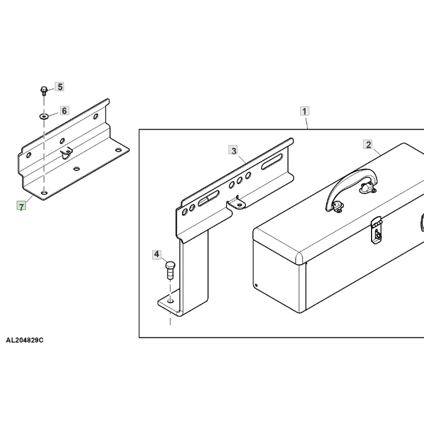 Pièce latérale pour tracteur JD johdeere, boîte à outils avec numéro de pièce de réservoir de carburant L223747