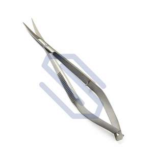 Castroviejo 4,5 \ "Micro instrumentos quirúrgicos oftálmicos de acero inoxidable Micro tijera curva punta afilada Manual potencia CE certificado - Product Image 1