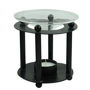 Quemador de aceite de aroma negro de metal con tazón de vidrio - Product Image 1