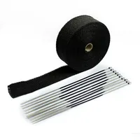 1.5 "50Ft Roll Zwart Glasvezel Uitlaat 1000F Warmte Wrap Header Pipe + 10 Tie Kit