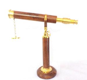 Telescopio de mesa realista en miniatura para casa de muñecas de latón macizo antiguo - Product Image 1