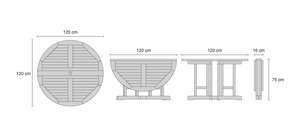 Modern <b>Round</b> Wood Dining <b>Folding</b> <b>Table</b> and Chair Set for Garden Outdoor Use - Product Image 5