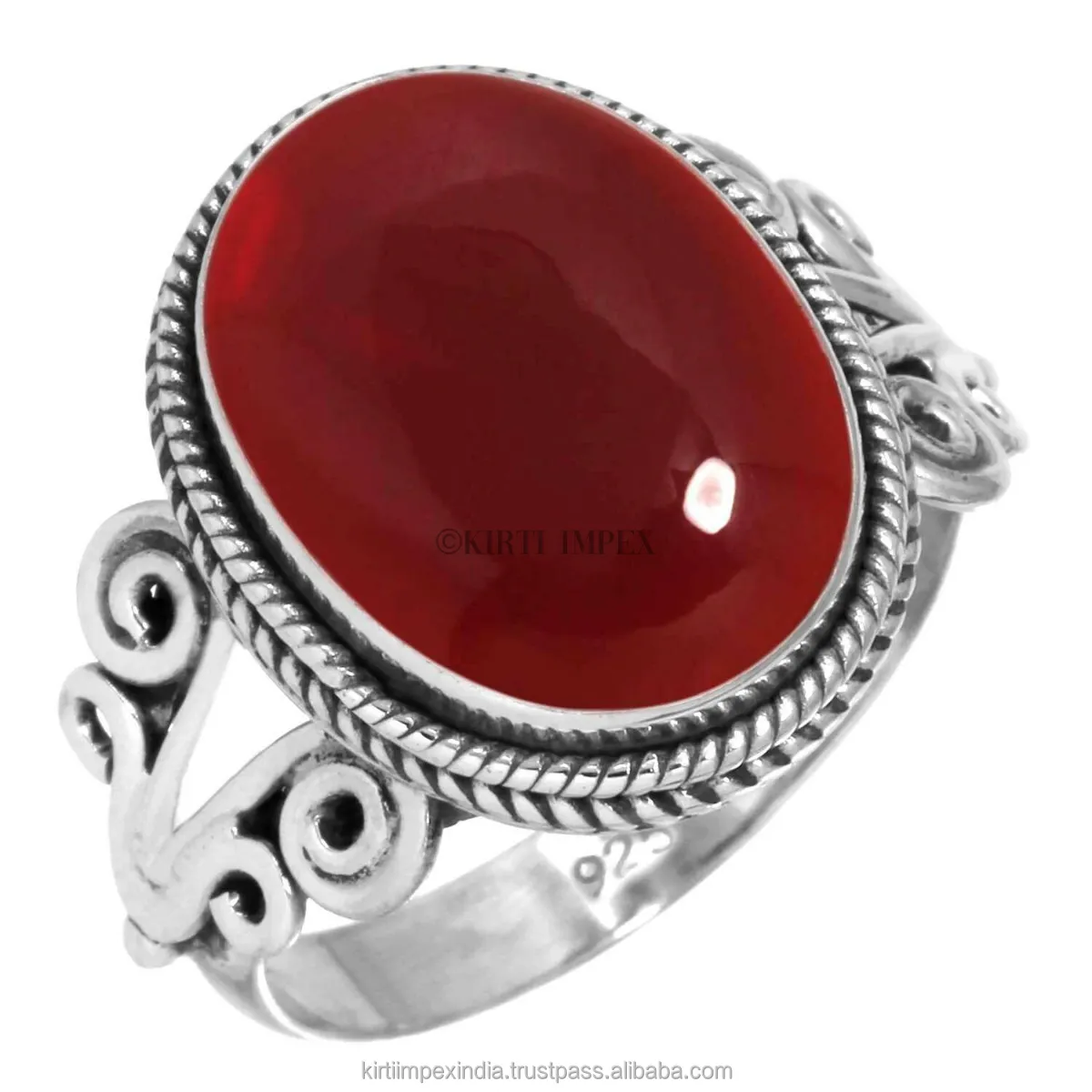 Hoge Kwaliteit Strass Rode Onyx Diverse Ontwerpen Zilveren Overlay Boho Ringen Vintage Vrouwen Sieraden Voor Retailers
