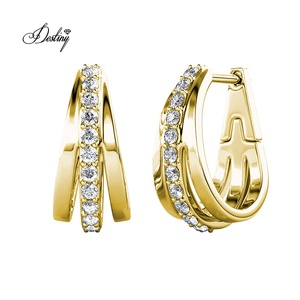 <span class=keywords><strong>Aros</strong></span> Huecos Daisini Adornados con Cristales <span class=keywords><strong>Swarovski</strong></span>, Plata de Ley 925, Hipoalergénicos, Minimalistas y Modernos - Product Image 3