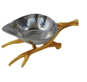 Top Grand Bol Antique Design Floral Fait à la Main Or Ensemble de 2 Bol de Service Martelé en Acier Inoxydable Fabricant en Gros - Product Image 3