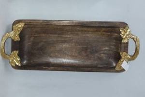 Plateau de service en bois de haute qualité et meilleure fabrication dans l'ensemble du prix de vente plateau de service avec poignée en métal - Product Image 3