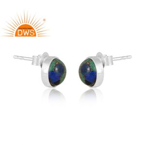 Best Selling 2026 Sterling Silver Natural Mojave Copper Azurite Malachite Gemstone <b>Stud</b> <b>Earring</b> For Women Jewelry Manufacturer - Product Image 2