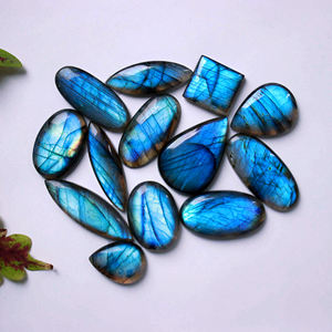 Labradorite naturelle perlée, gros bracelet en labradorite de 8mm, cabochons à dos plat, lot de 20 pièces - Product Image 3