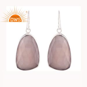 Boucles d'oreilles pendantes de calcédoine Rose, bijoux en argent Sterling 925, vente en gros, fait à la main, possibilité de vente en gros - Product Image 1