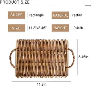 Plateau de service alimentaire rectangulaire en rotin de grande taille Design tissé de haute qualité idéal pour le service de collations et d'ustensiles de cuisine - Product Image 2